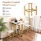 Engineered Wood Metal Dining Table Set with Extendable Top Wine Rack and Space-Saving Stools